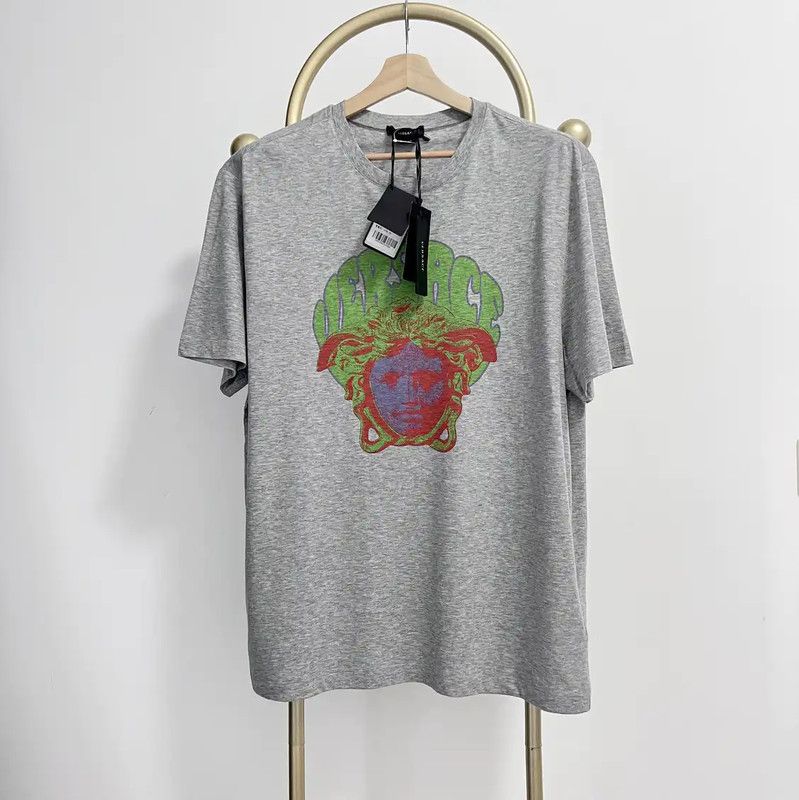 Versace Versace Gray Cotton Printed T-Shirt for Men 0089 Size US XXL / EU 58 / 5 - 1 Thumbnail