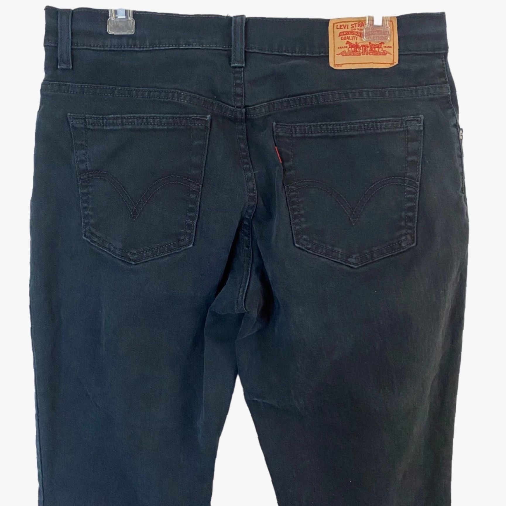 Levi's VINTAGE Levi's Jeans Bootcut 550 Women 12M Black Denim Relaxed Mid Rise 31in Inseam 5-Pocket Pockets Raw Hem Stretch Y2K Size 34" / US 12 / IT 48 - 4 Thumbnail