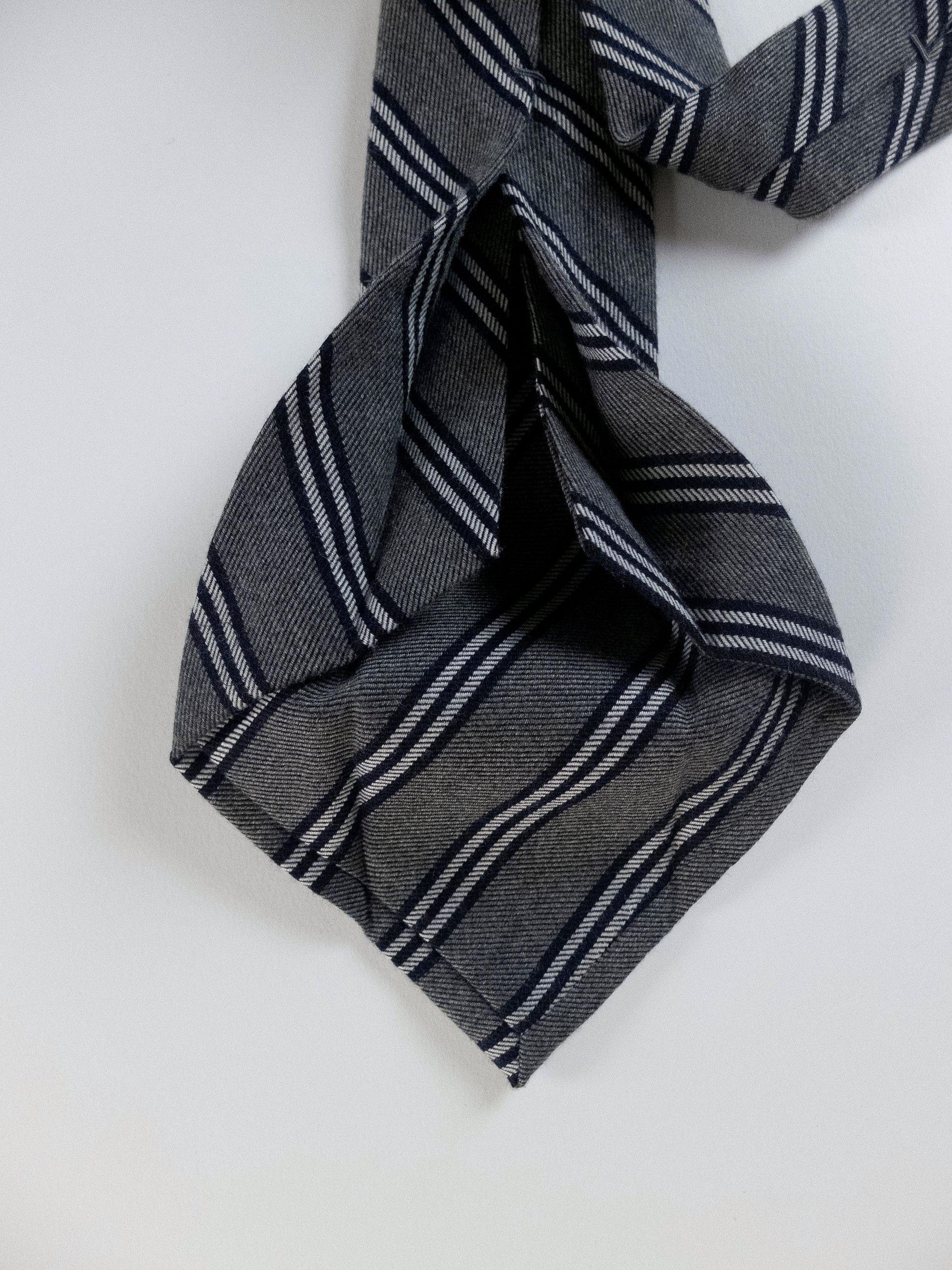 Barba Napoli BARBA Napoli gray striped wool silk blend tie authentic Size ONE SIZE - 4 Thumbnail