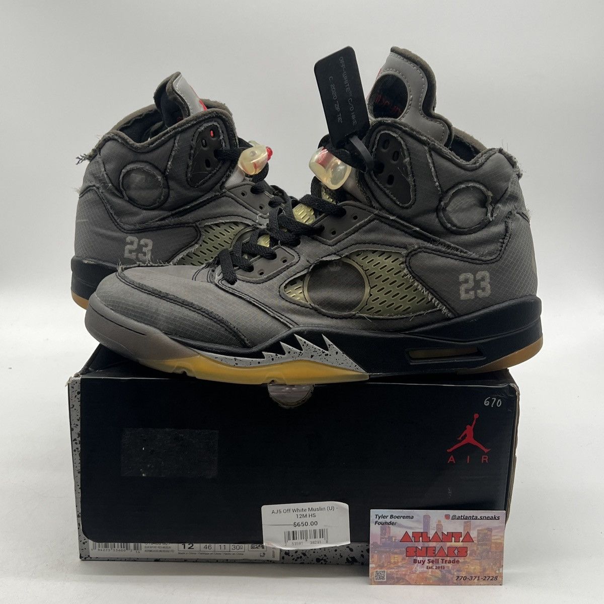 Jordan Brand Off white x air Jordan 5 muslin Size US 12 / EU 45 - 1 Thumbnail