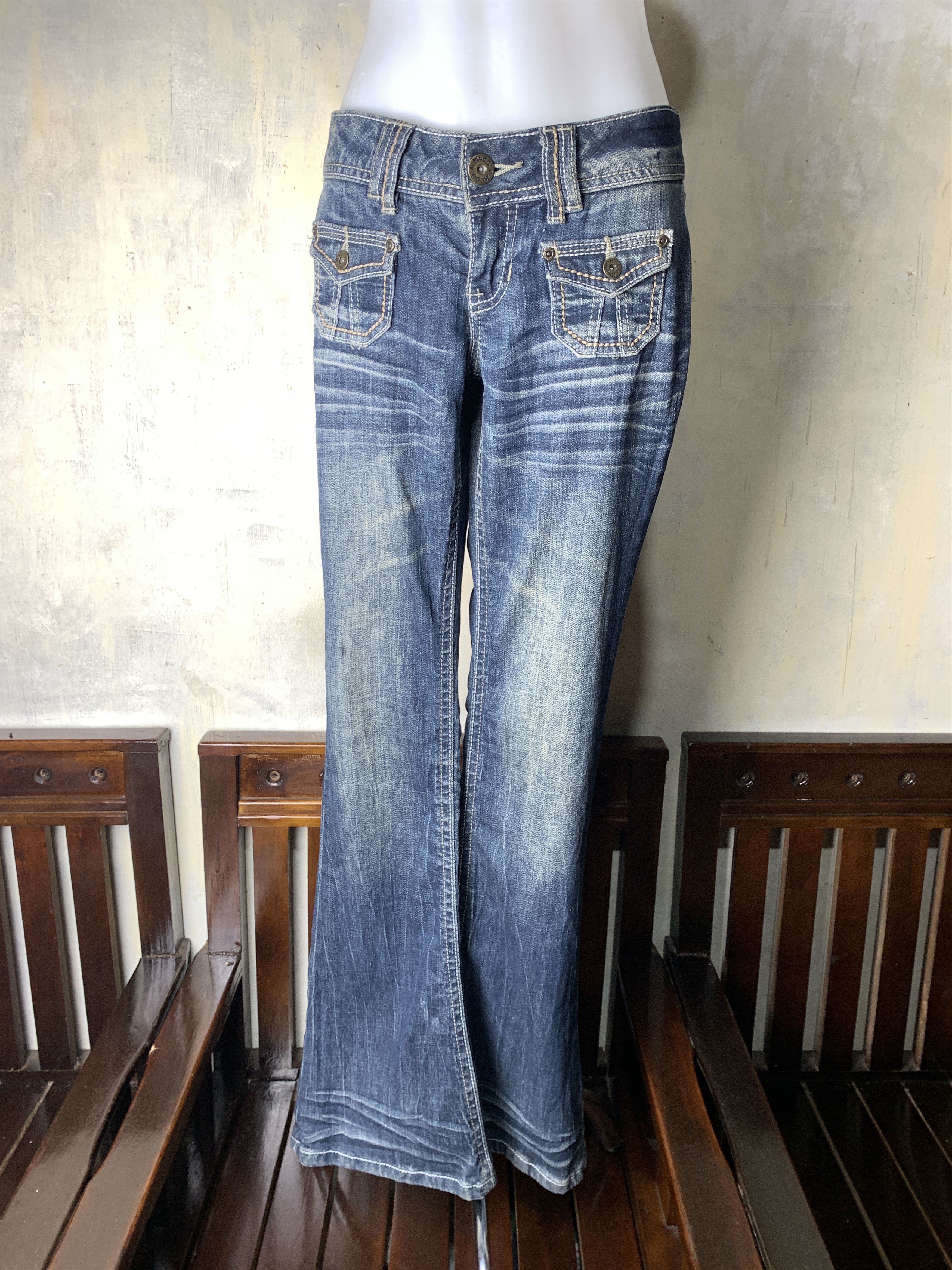 Japanese Brand 2000s Mudd Indigo Blue Flared Jeans (31) Size 31" - 2 Thumbnail