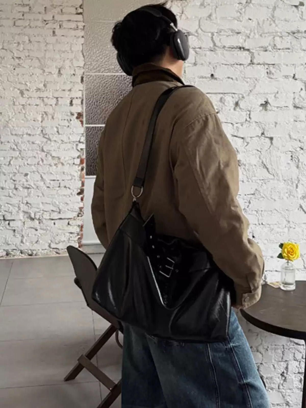 Leather Vintage Harajuku Shoulder Bag | PU Leather Size ONE SIZE - 2 Thumbnail