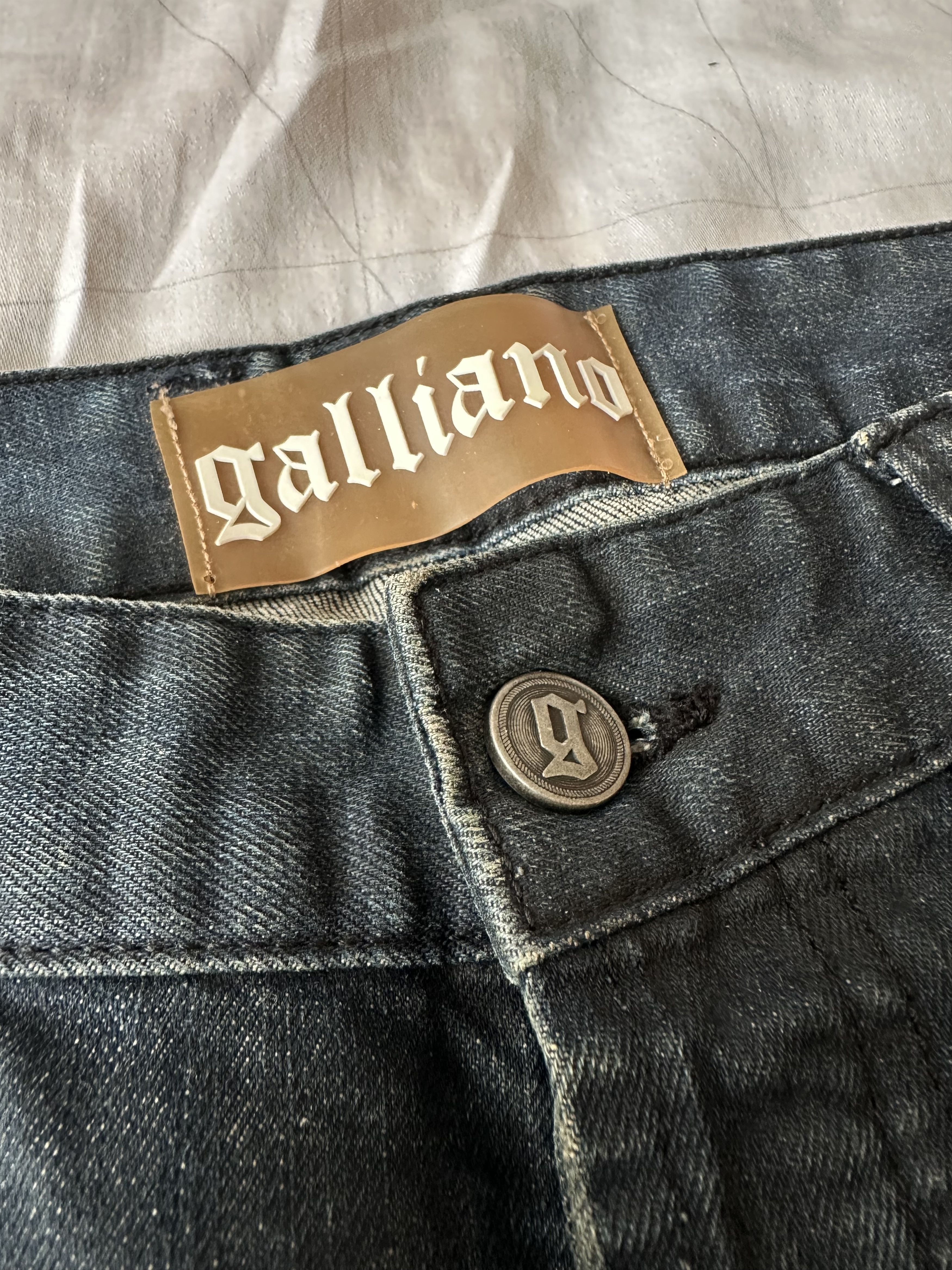 John Galliano Galliano Dark Navy Studded Logo Denim Y2K Size US 30 / EU 46 - 8 Thumbnail