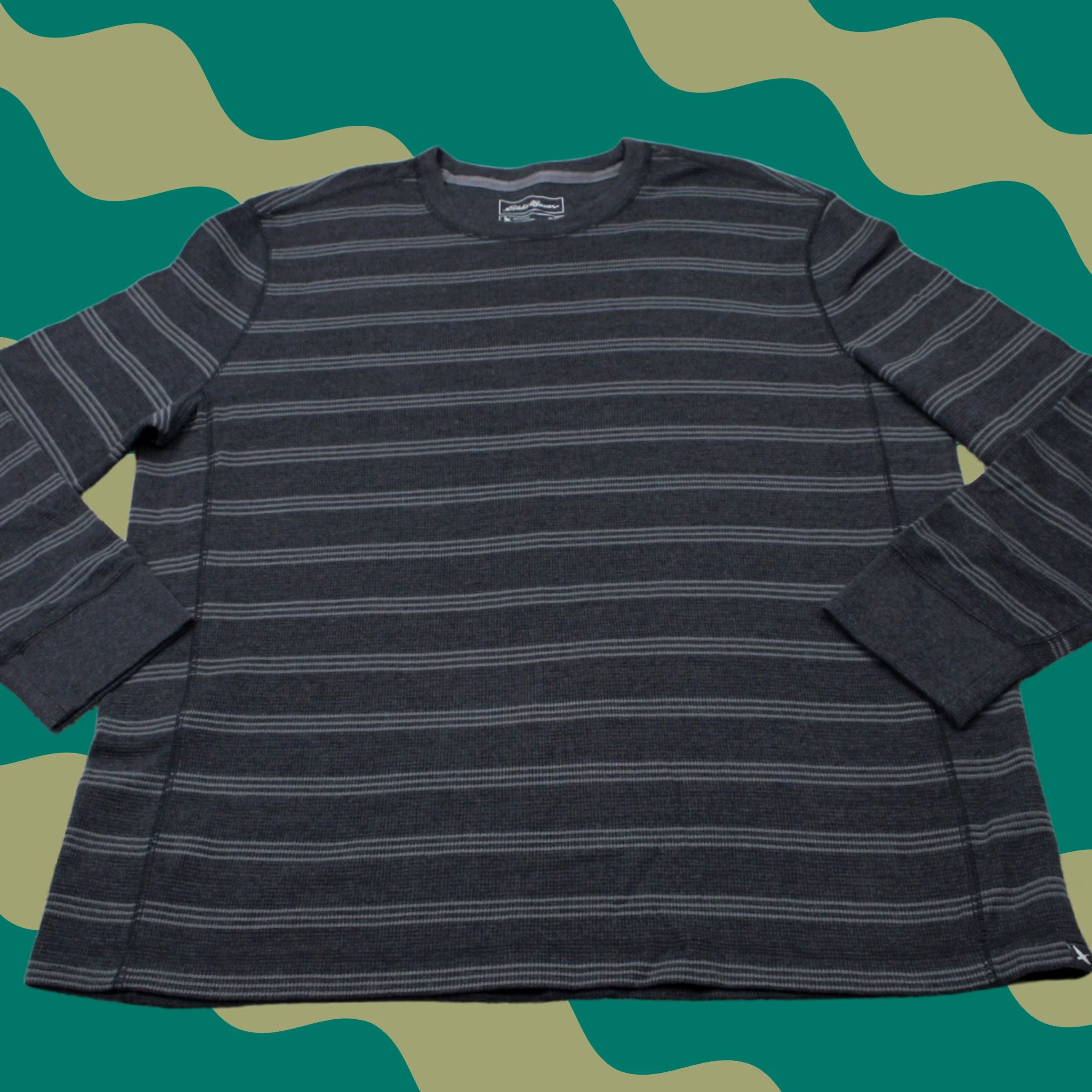 Eddie Bauer VINTAGE Eddie Bauer Outdoor Sweatshirt Mens 2XL XXL Gray/Black Striped L/S Pullover Size US XXL / EU 58 / 5 - 1 Thumbnail