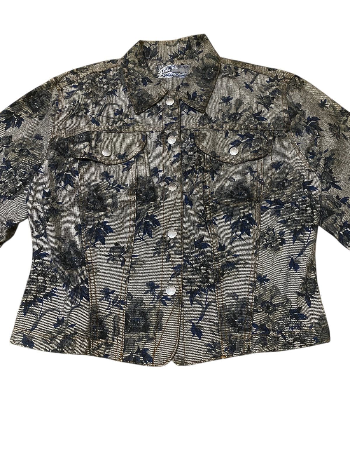 Kenzo Kenzo Vintage 90s Floral Pattern Snap Button Denim Jacket Size S / US 4 / IT 40 - 2 Thumbnail