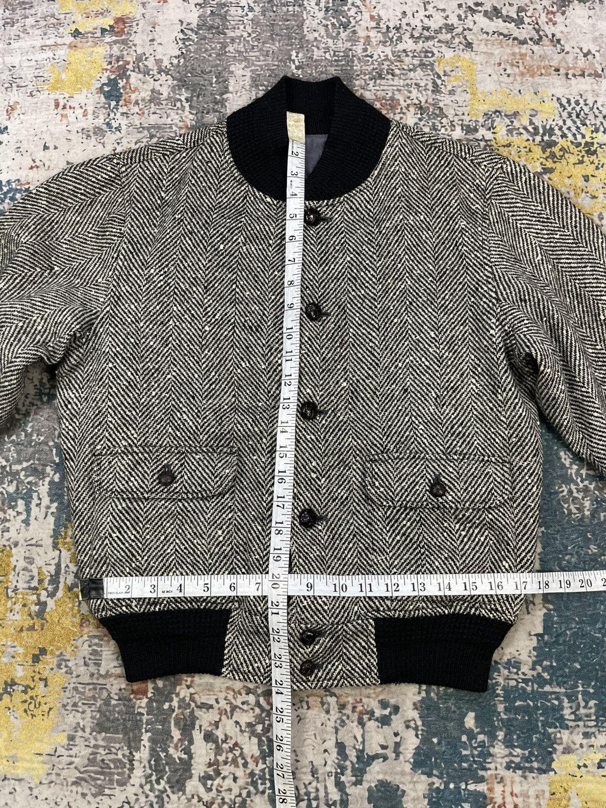 Van Vtg Van Herringbone Tweed Wool Bomber Jacket Size US XS / EU 42 / 0 - 12 Thumbnail
