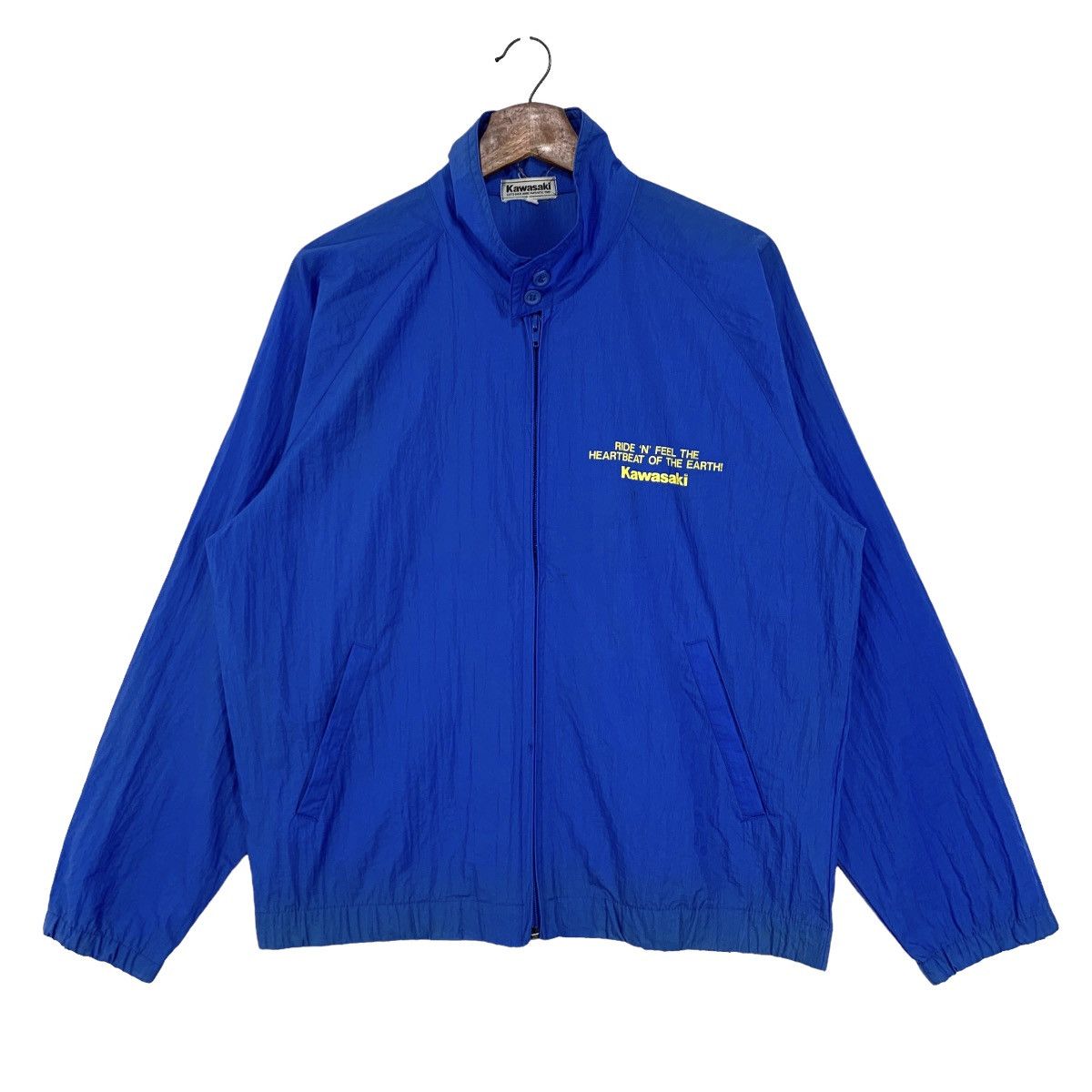 image of Windbreaker Vintage Kawasaki Motorsport Windbreker Jacket Size M in Blue, Men's