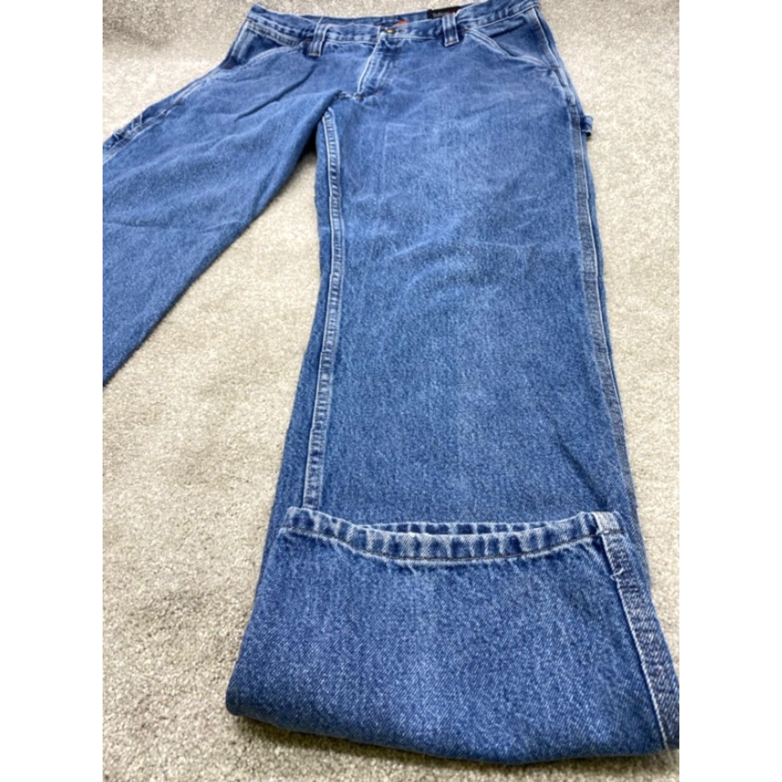 Jeep Jeep Jeans Men's 36x34 Blue Denim Relaxed Fit Straight Leg HT Carpenter Jeans - 5-Pocket Design, Regular, 36x34, Cotton Denim, Denim, Jeep, Men Size US 36 / EU 52 - 3 Thumbnail