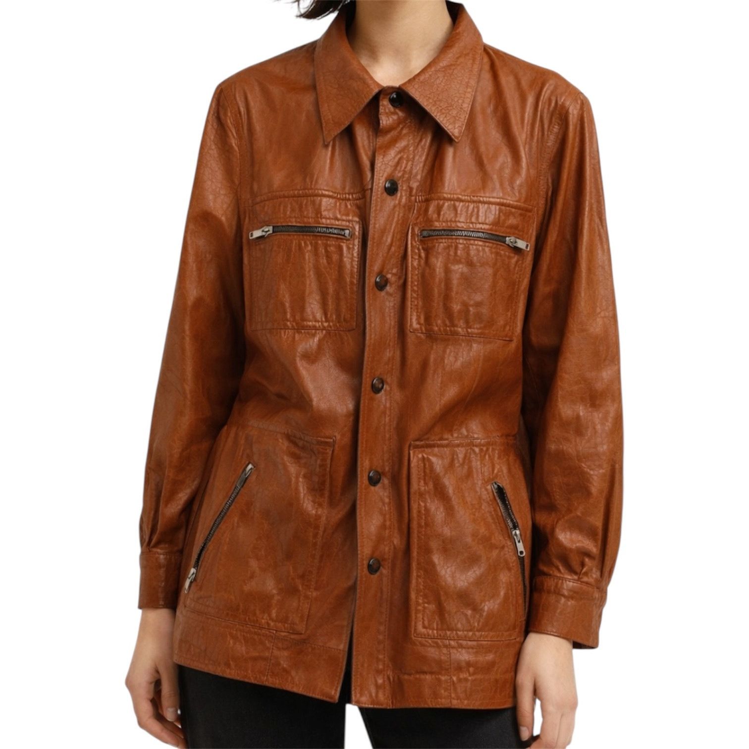 Vintage VTG Areitio Leather Button Up Jacket '70s Collared Zip XL Size XL / US 12-14 / IT 48-50 - 1 Thumbnail