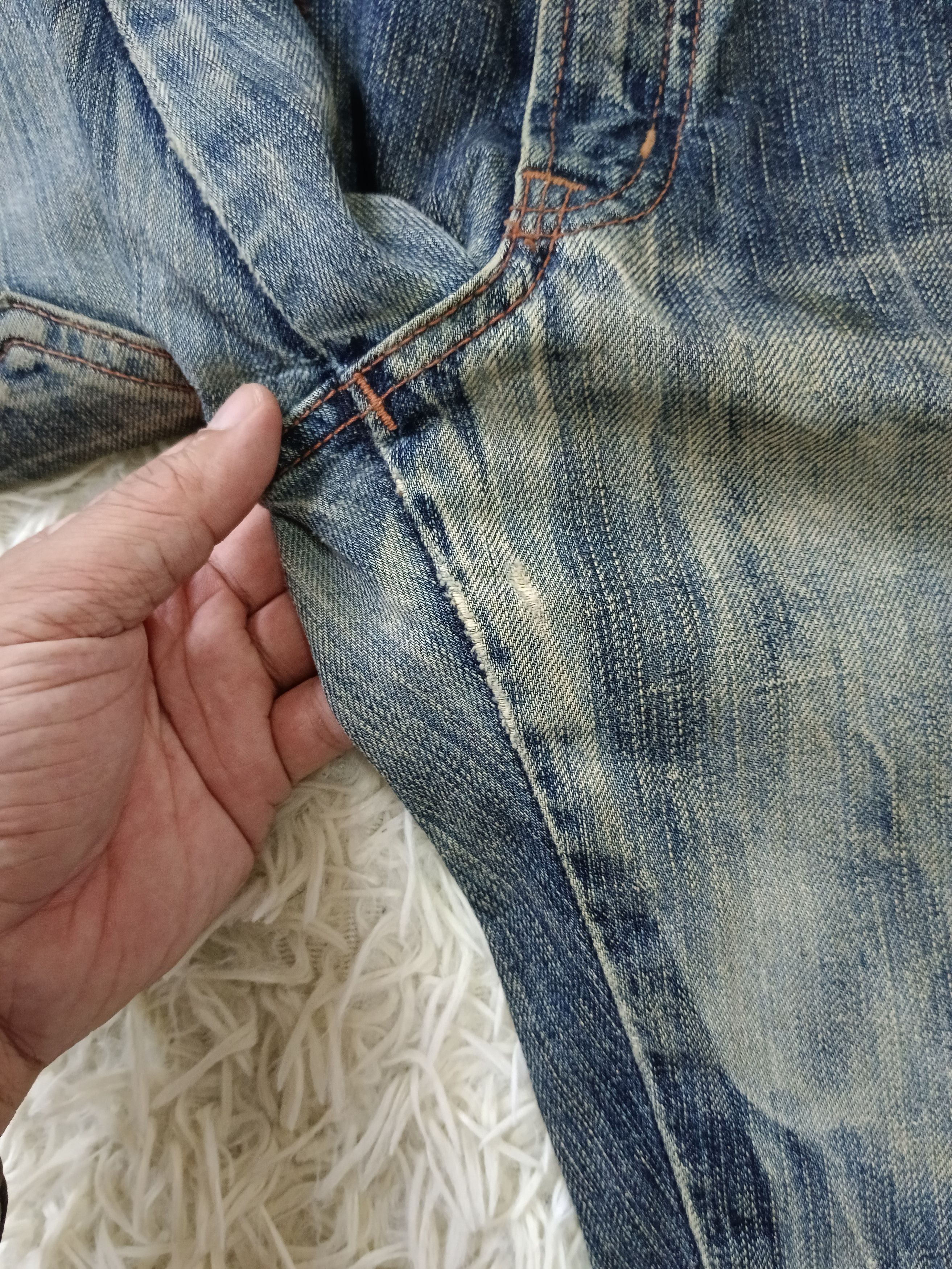 Edwin INSANE 90s🔥DiSTRESSED EDWIN BLUE TRIP DENIM PANTS Size US 32 / EU 48 - 6 Thumbnail