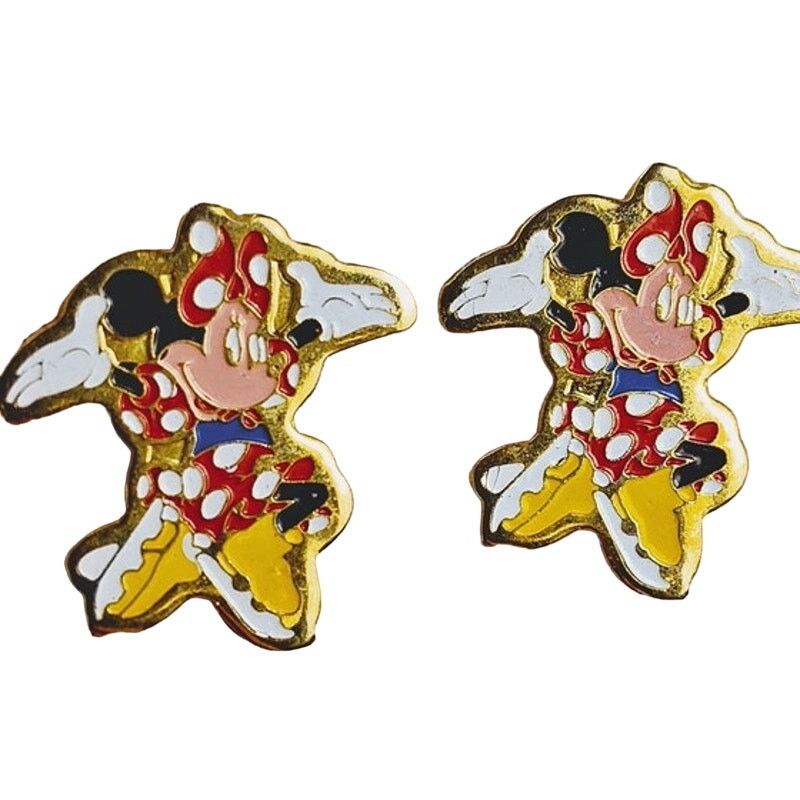 Wdp Disney Minnie Mouse Ice Skating Stud Earrings VTG in Red, Women's