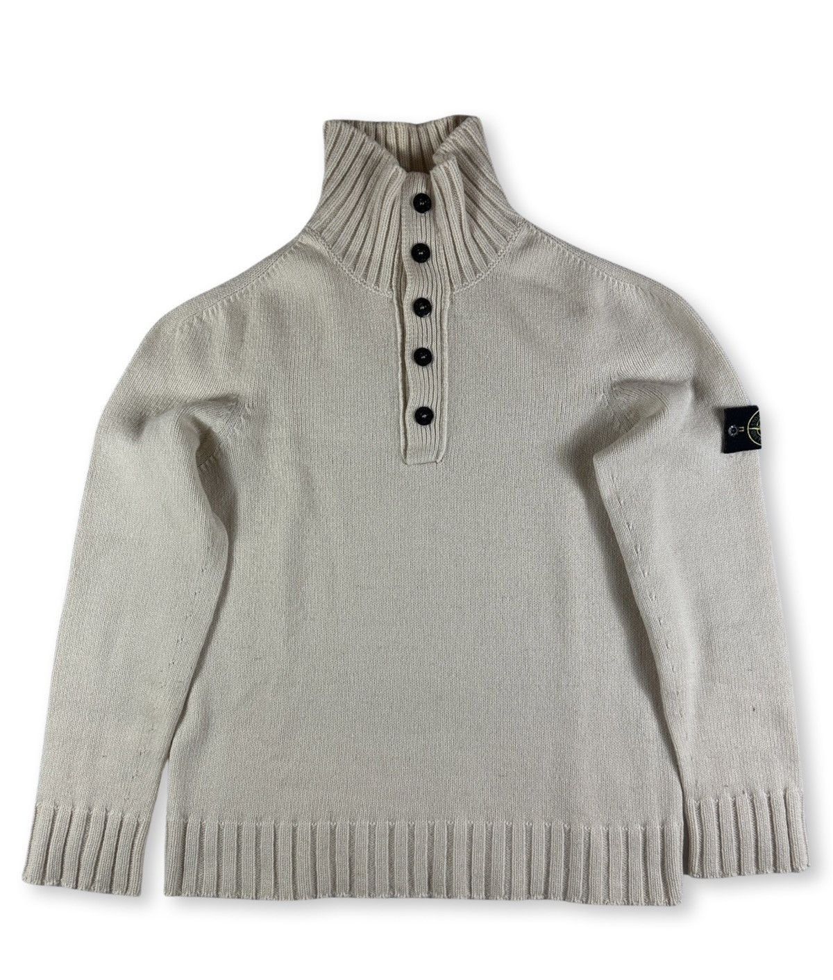 Image of Stone Island Vintage Wool Knitwear in Beige, Men's (Size 2XL)