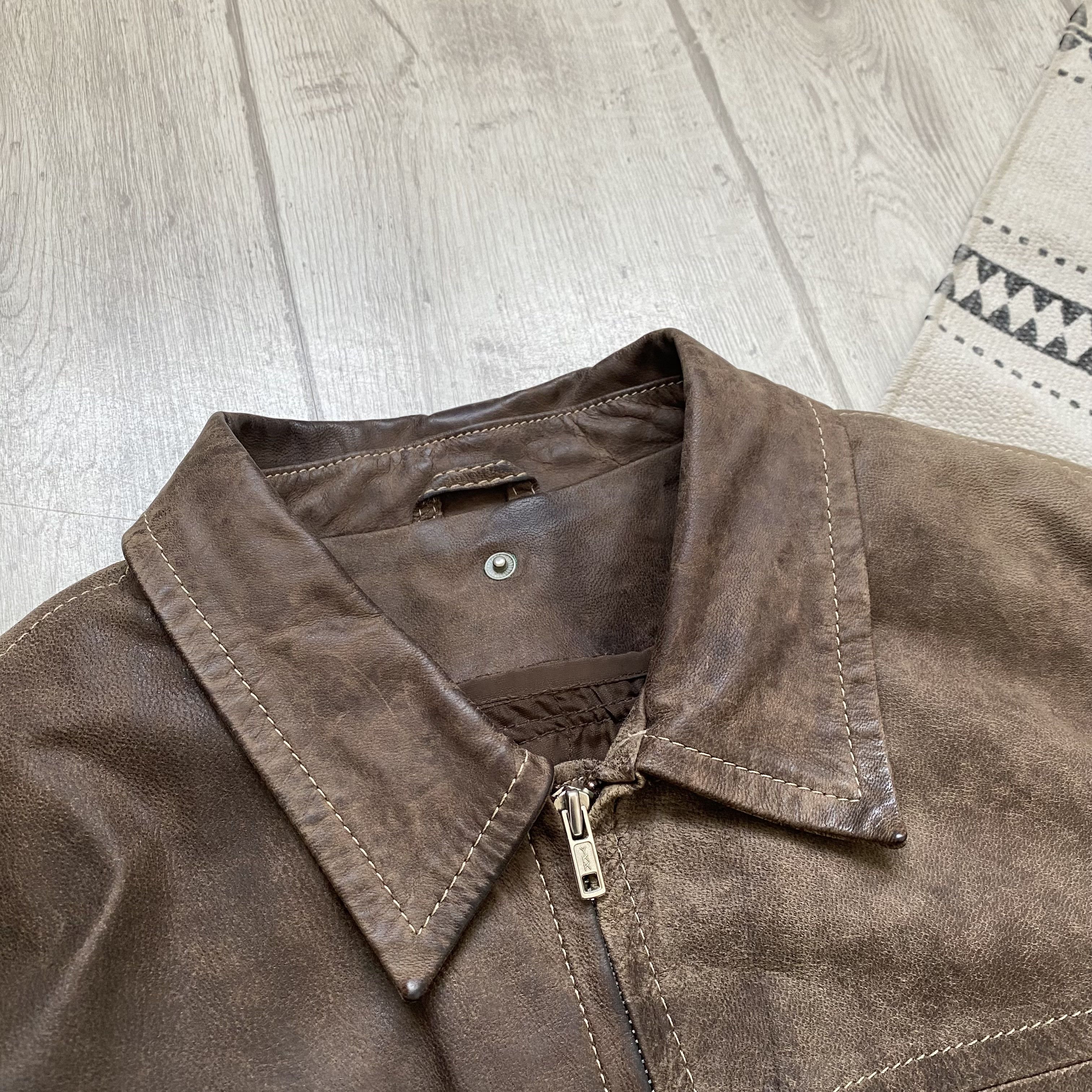 Genuine Leather Vintage Real leather jacket brown American Marlboro Style Size US XL / EU 56 / 4 - 5 Thumbnail