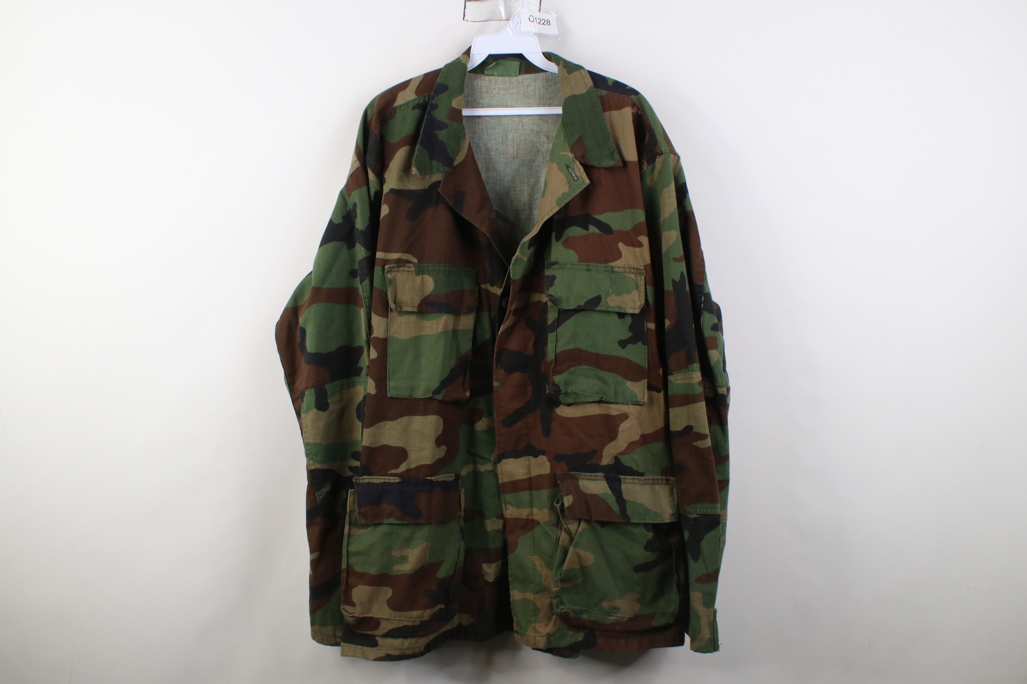 Vintage Vintage 90s USGI Camouflage Battle Fatigue Coat Jacket USA Size US XL / EU 56 / 4 - 1 Thumbnail