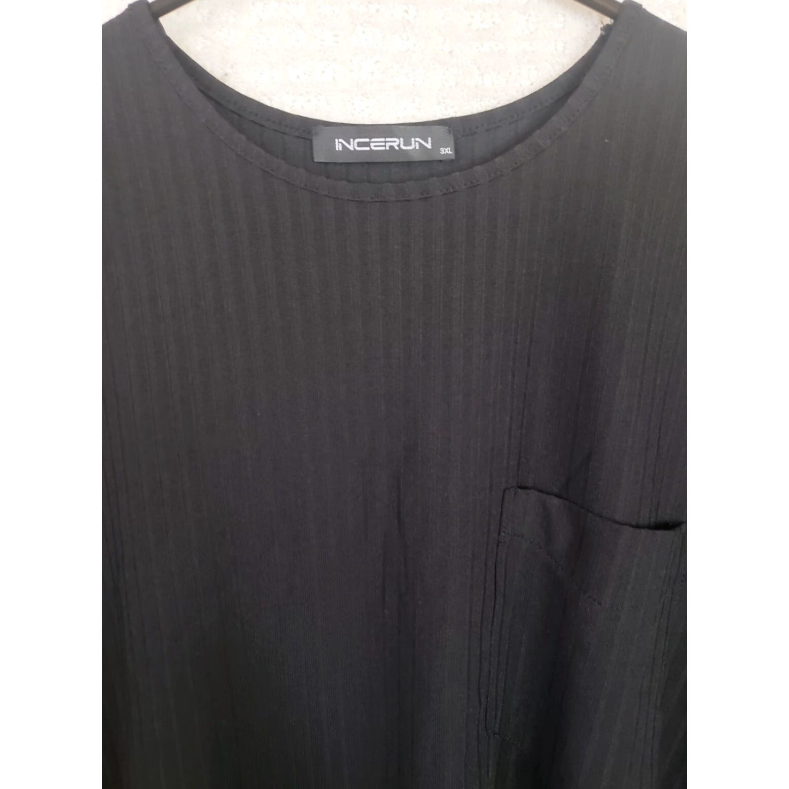 Vintage Incerun Shirt Men 3XL Ribknit Pocket Tee Black Short Sleeve Crew Neck Casual Comfort Shirt Tee Size US XXL / EU 58 / 5 - 3 Thumbnail