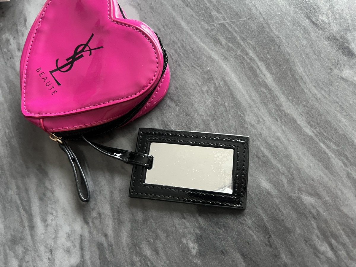 Pink Yves Saint Laurent Key Pouch Heart Ysl Coin Pouch Leather