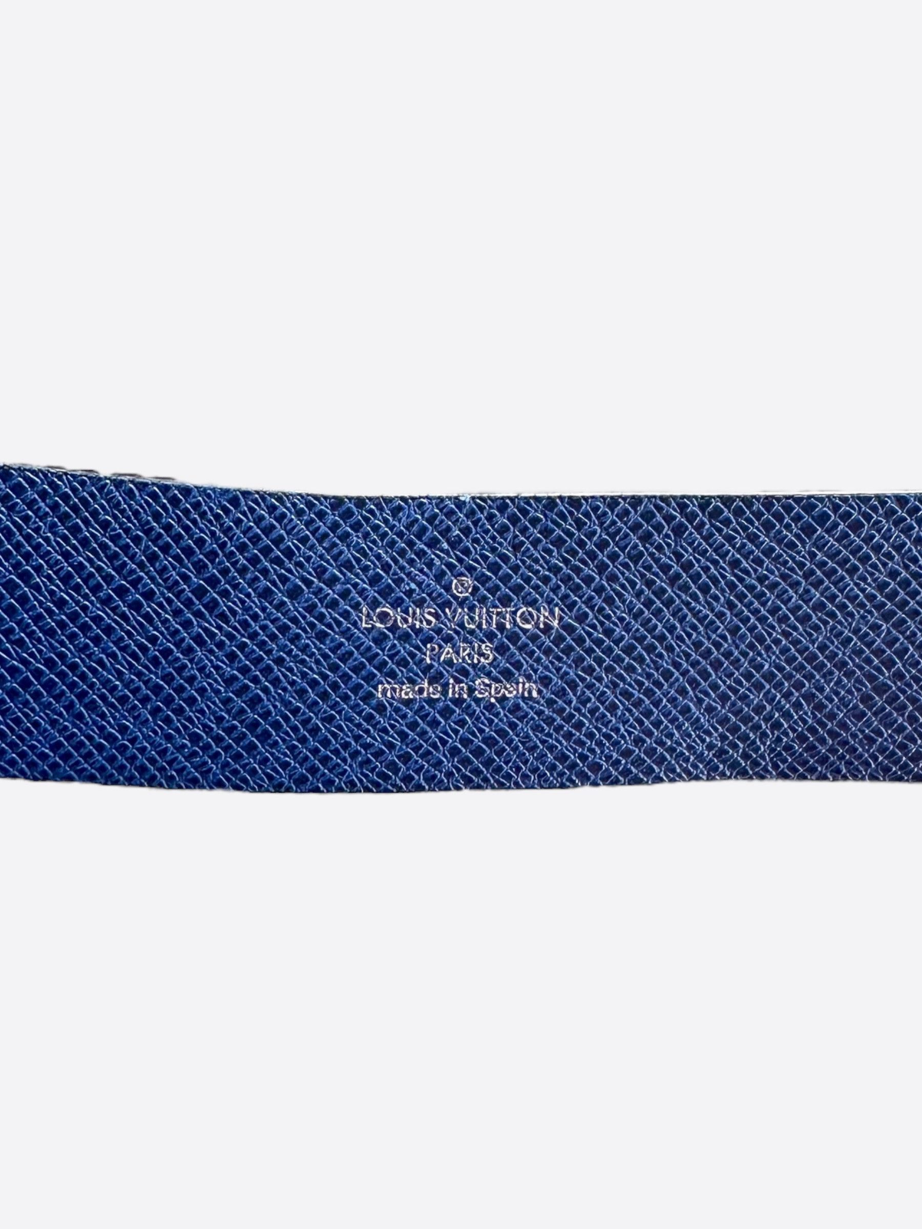 Louis Vuitton Louis Vuitton Blue & Black Taigarama Initiales Belt Size 36 - 5 Thumbnail