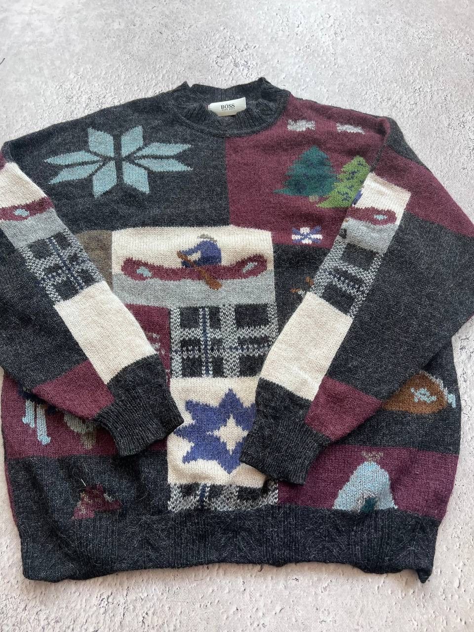 Hugo Boss × Vintage Hugo Boss wool sweater patterned jumper vintage 90’s boxy Size US M / EU 48-50 / 2 - 6 Thumbnail