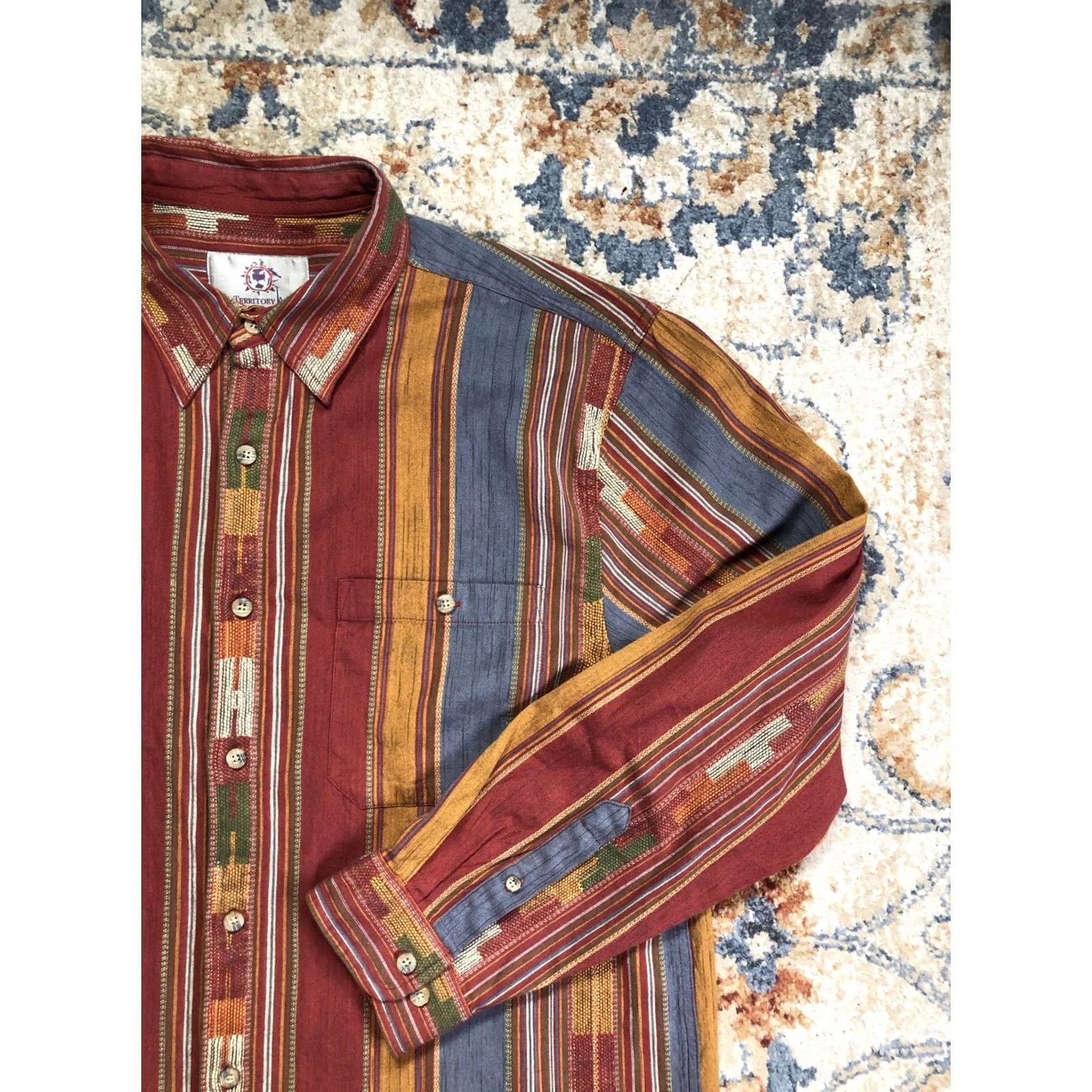 The Territory Ahead The Territory Ahead Shirt Mens XL Multicolor Stripe Long Sleeve Button Up Western Size US XL / EU 56 / 4 - 4 Thumbnail