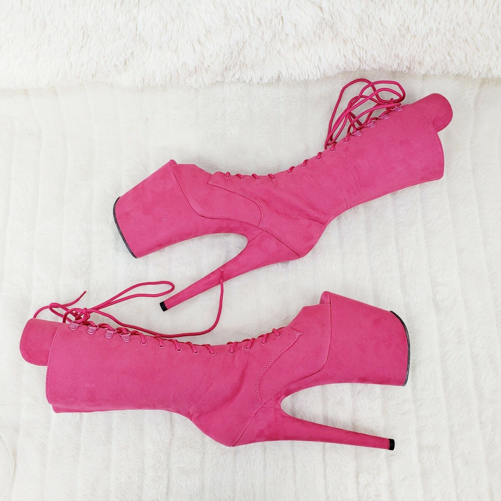 Other Flamingo 1051FS Hot Pink V Suede 8" Heel Platform Mid Calf B Size US 10 / IT 40 - 3 Thumbnail