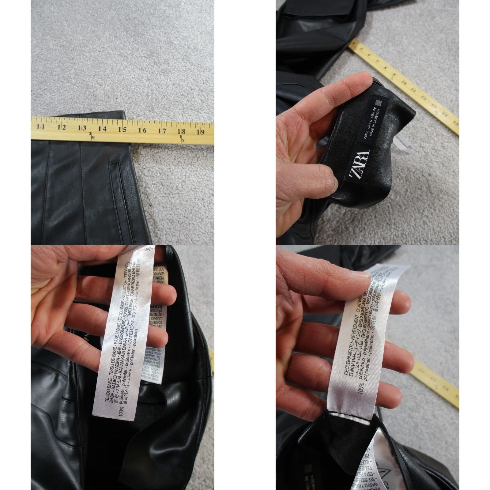 Zara Zara Pants Adult Large Black Faux Leather Tapered Dress Pants Womens Size 36" / US 14 / IT 50 - 8 Thumbnail