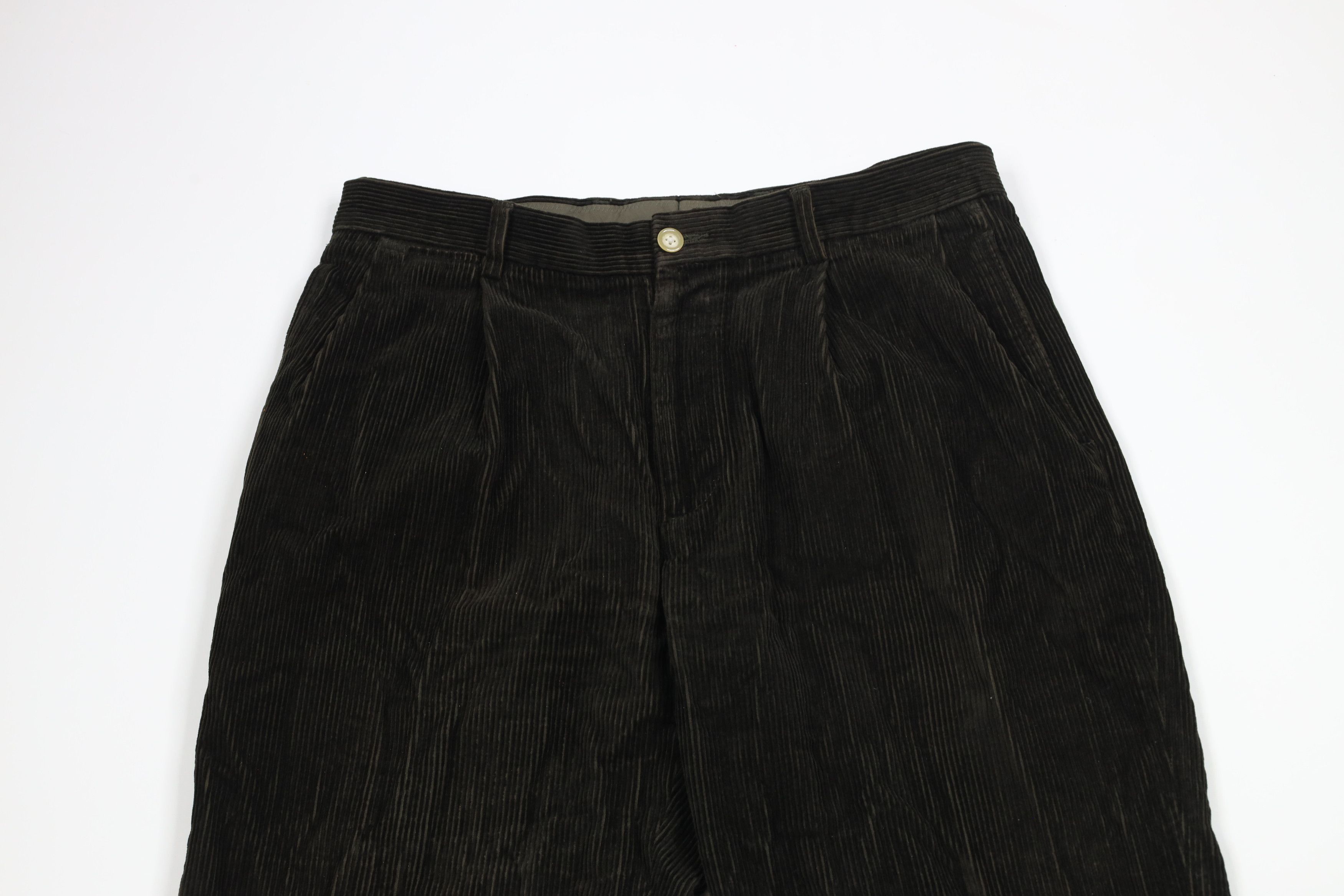 Nautica × Vintage Vintage Nautica Pleated Wide Leg Corduroy Pants Dark Green Size US 36 / EU 52 - 2 Thumbnail