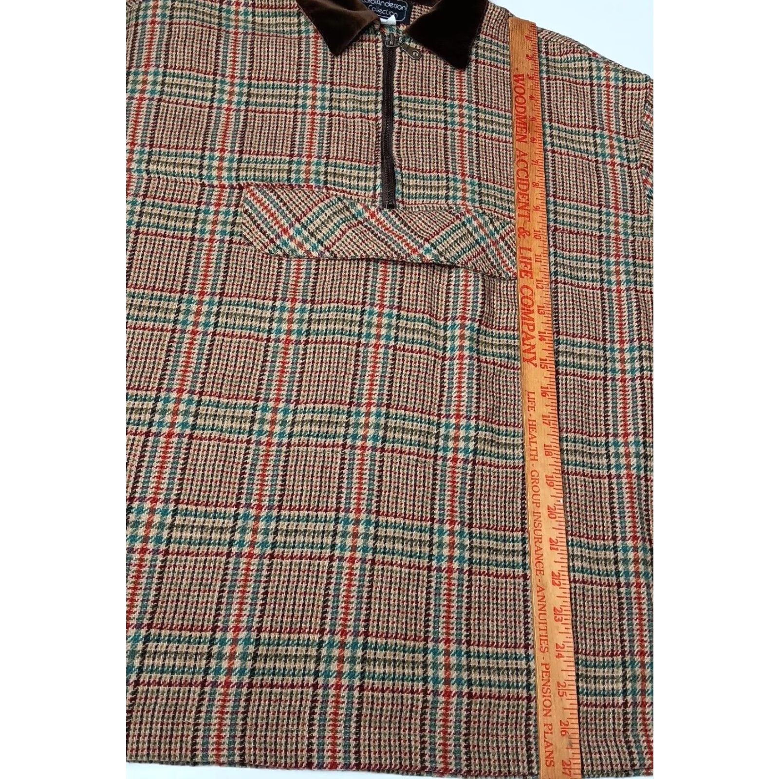 Vintage VINTAGE Carol Little Jacket M Wool Blnd Pullover Brown Plaid Academia 1/4 Zip Mens? Size M / US 6-8 / IT 42-44 - 4 Thumbnail