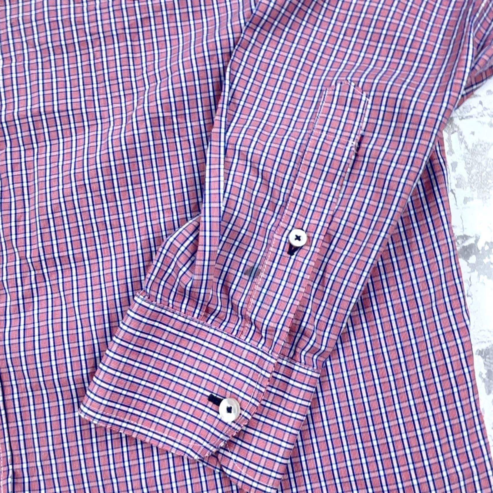 UNTUCKit UNTUCKit Shirt Adult Men Large Pink Blue Plaid Button Up Casual Dress Poplin Size US L / EU 52-54 / 3 - 6 Thumbnail