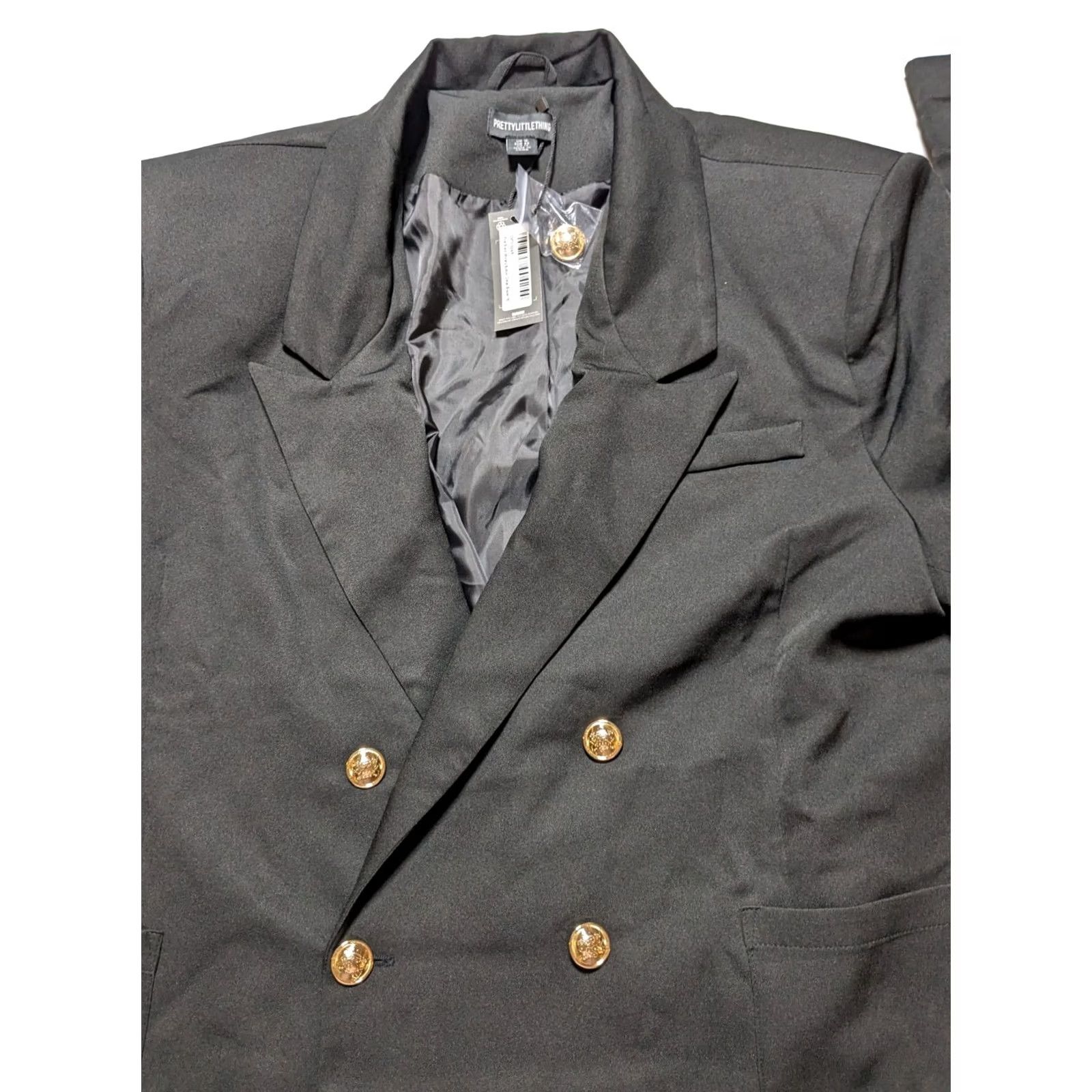 PrettyLittleThing VINTAGE PRETTY LITTLE THING Blazer Women Oversize US12 Black Military Button Detail NEW Size XL / US 12-14 / IT 48-50 - 3 Thumbnail