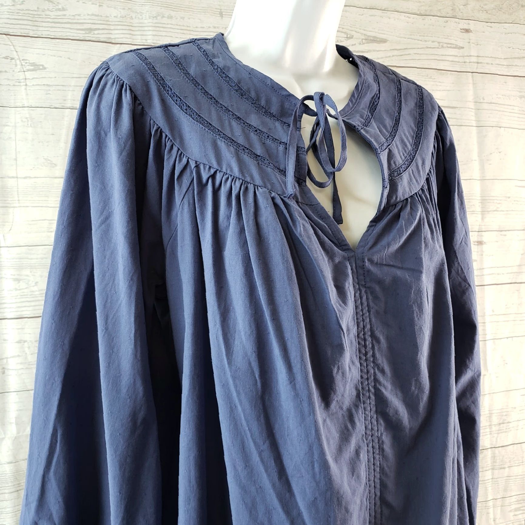 Vintage Universal Thread Womens Top Sz Small Solid Blue Long Sleeve Cotton Blend Size S / US 4 / IT 40 - 2 Thumbnail
