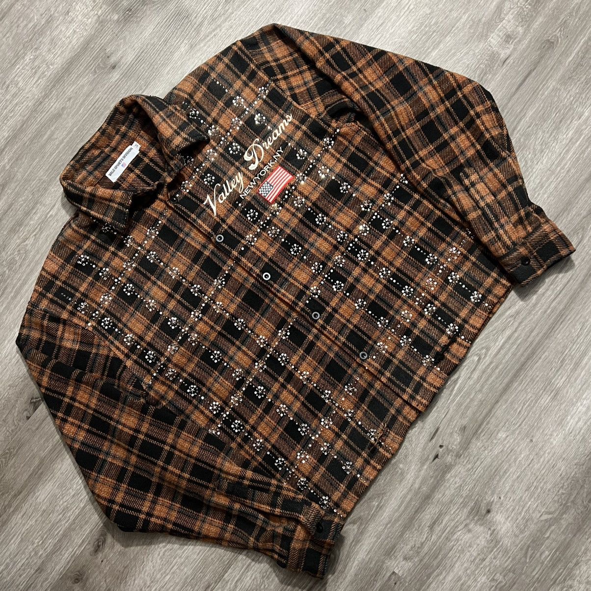 Pre-owned Vale Forever Valley Dreams Rhinestone Flannel In Brown