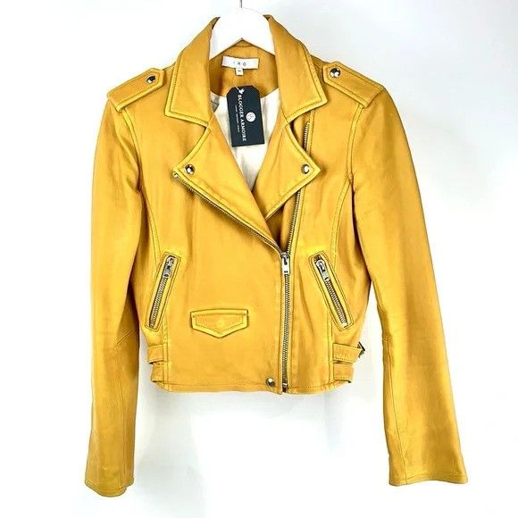 image of Iro Ashvillespe Safran Leather Moto Jacket, Women's (Size Large)