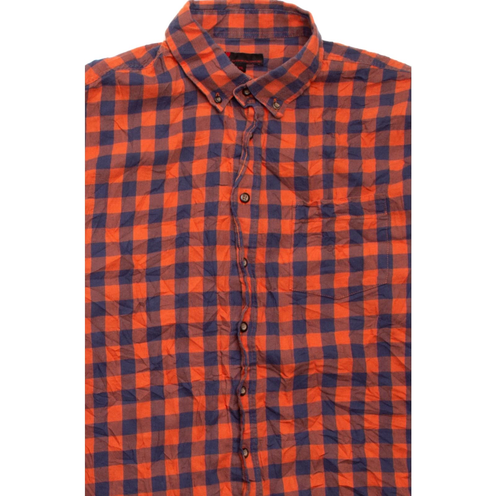 X-LARGE VINTAGE Dressman Shirt X-Large Orange Blue Checkered Plaid 2010s Mens Size US XL / EU 56 / 4 - 2 Thumbnail
