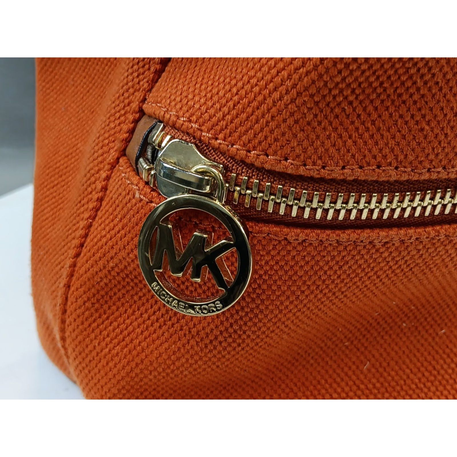 Michael Kors Michael Kors Tote Bag Orange Canvas/Leather Trim Dual Rope Handles Logo Beachy Size ONE SIZE - 7 Thumbnail