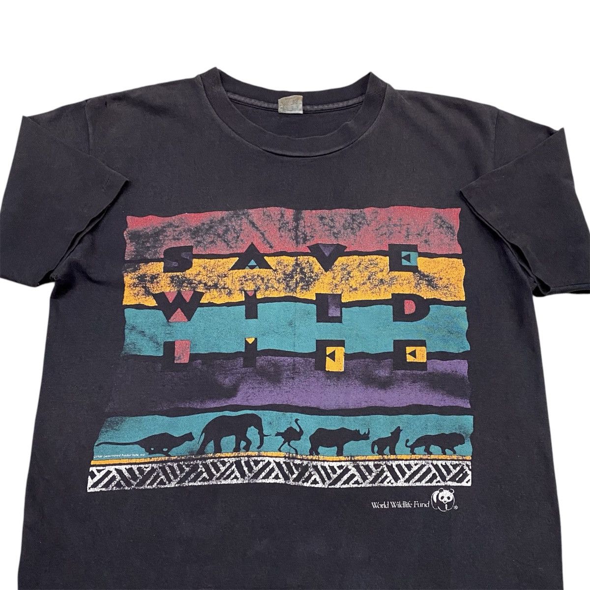 Habitat Vintage 80s World Wildlife Fund WWF Aztec 1989 Tshirt Size US S / EU 44-46 / 1 - 2 Thumbnail