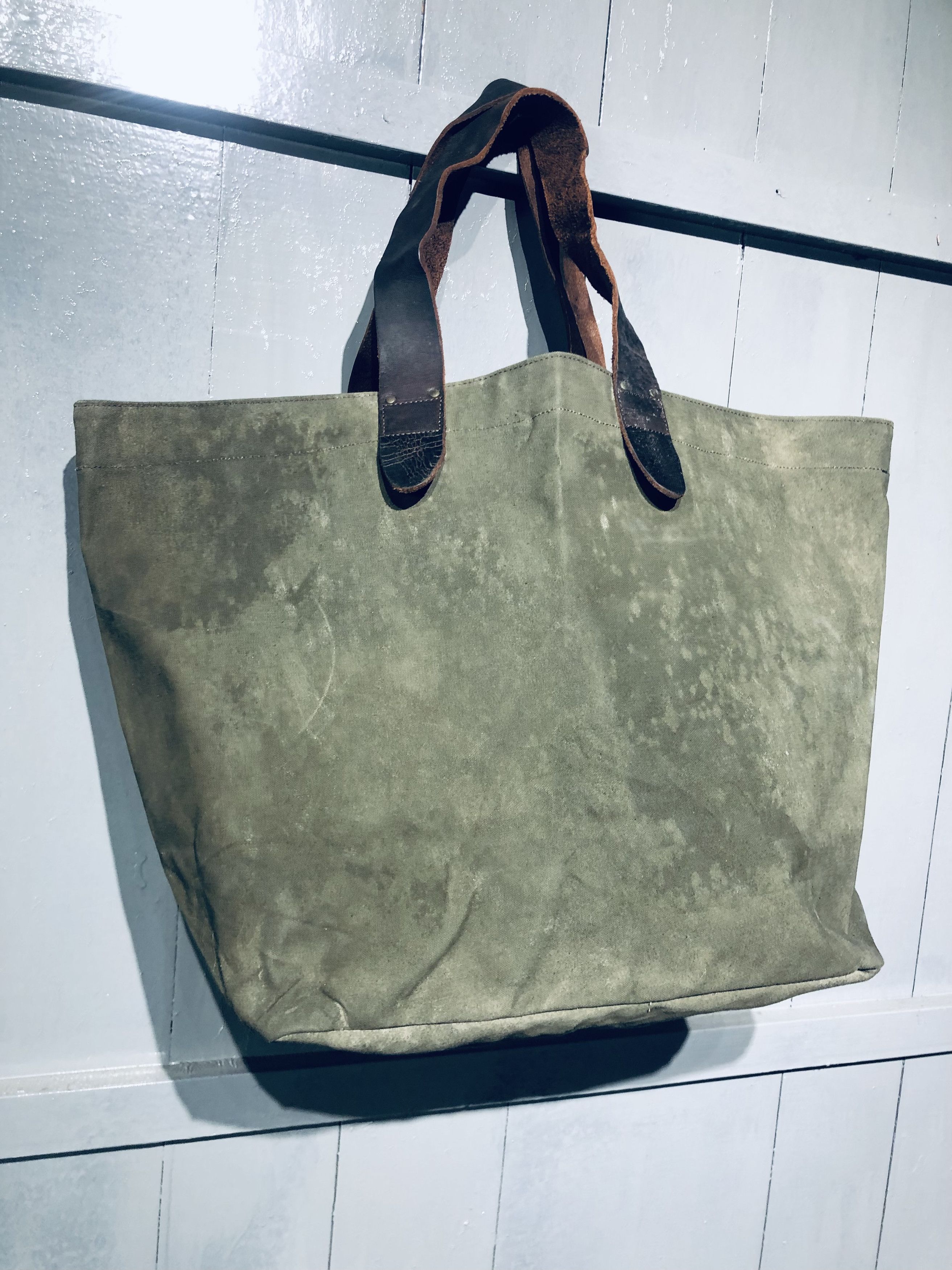 Canvas × Japanese Brand × Leather JAPANESE STREETWEAR FASHION STYLE CANVAS LEATHER TOTEBAG Size ONE SIZE - 3 Thumbnail