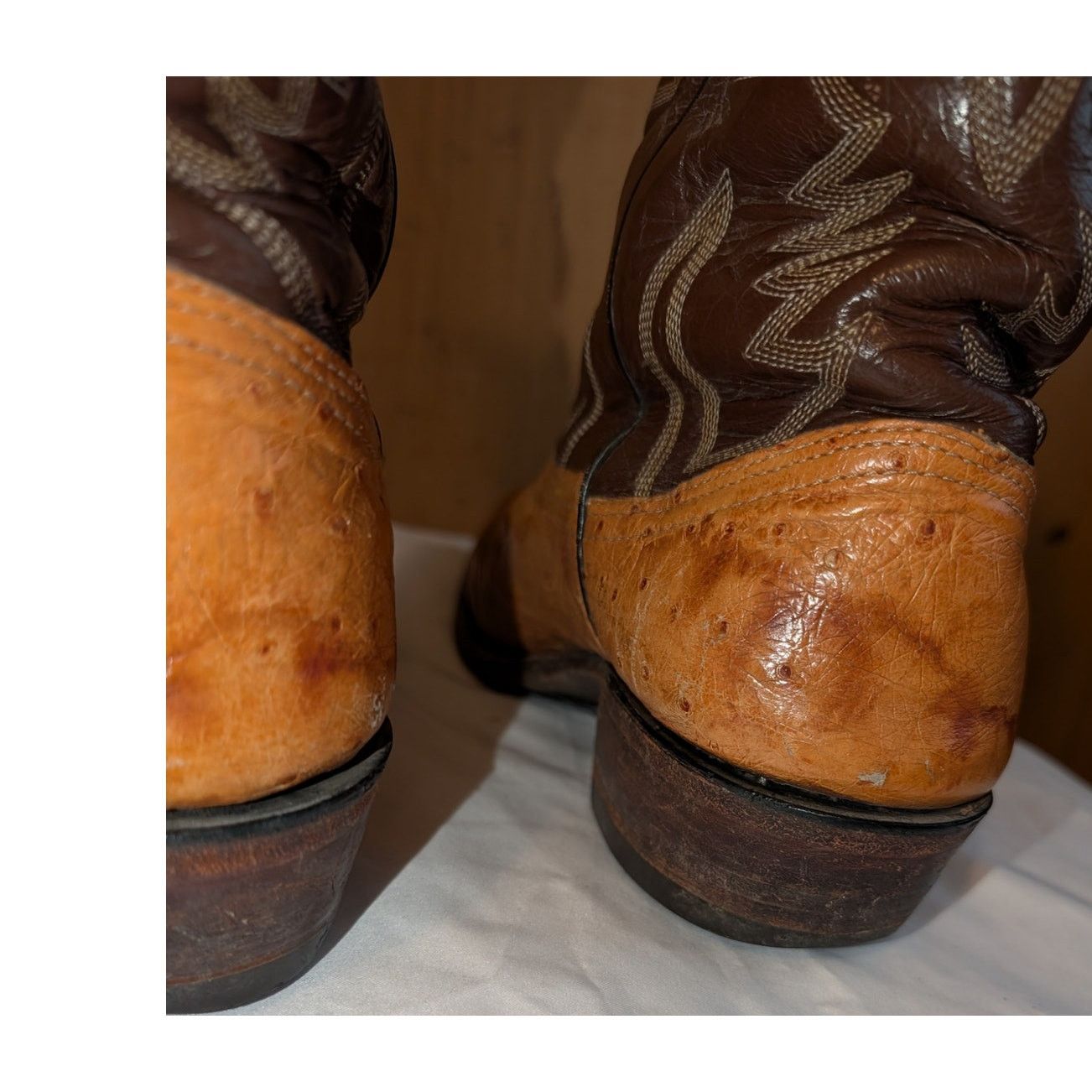 Dan Post Vintage Bona Allen Cowboy Boots Ostrich Leather Western 8D Size US 8 / EU 41 - 5 Thumbnail