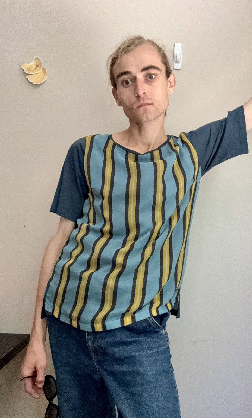 Dries Van Noten Dries Van Noten Vintage Silk Overlay Striped Tee Size US S / EU 44-46 / 1 - 15 Thumbnail
