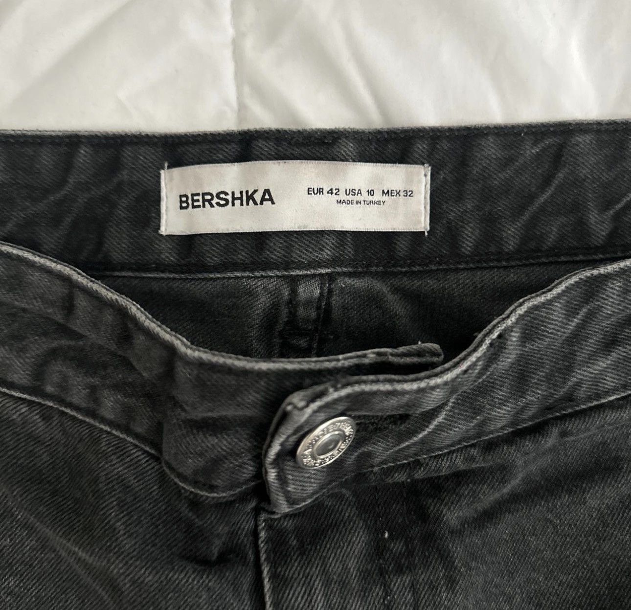 Bershka Bershka Black Washed Wide-Leg Jeans Size 42" / US 20 - 4 Thumbnail