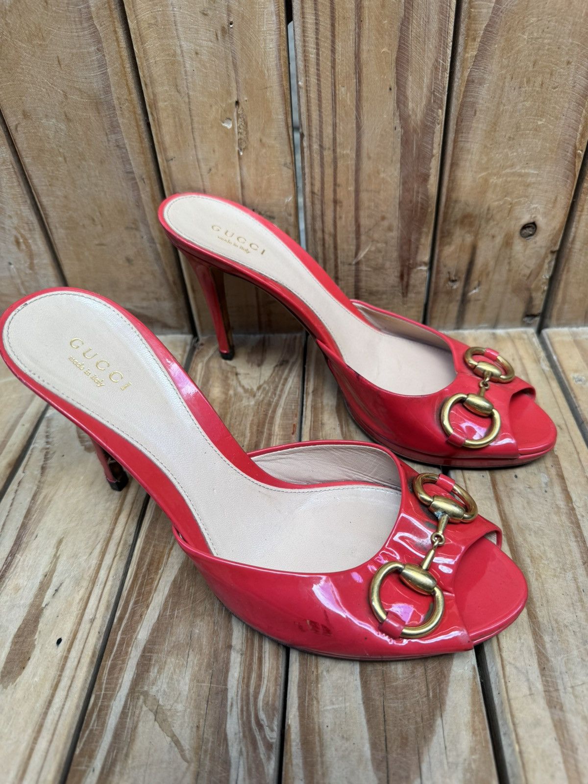 Gucci Gucci Red women’s slip on patent leather heels EUR 37.5 Size US 7.5 / IT 37.5 - 4 Thumbnail