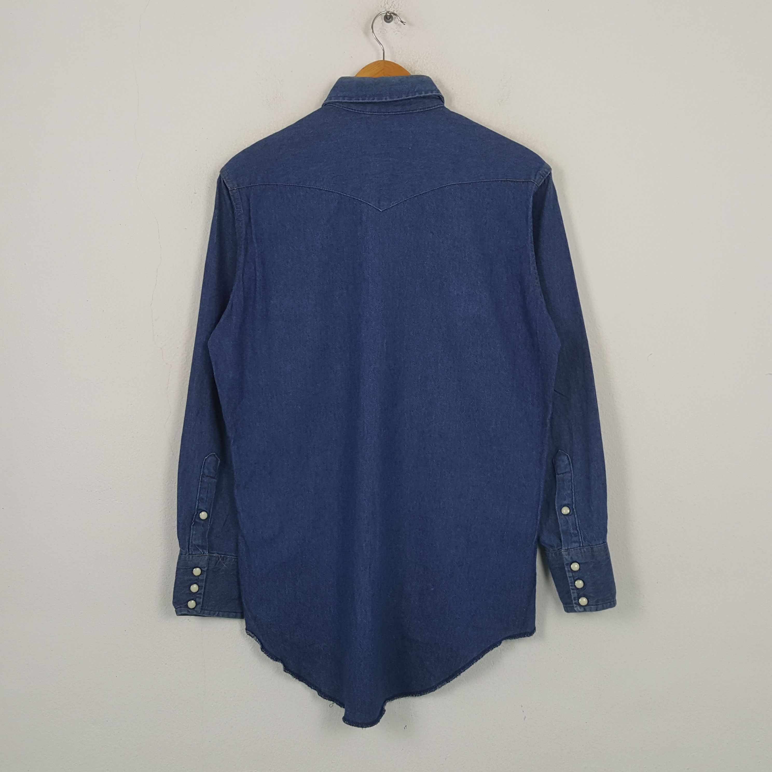Wrangler Vintage Wrangler Wastern Style Denim Polos Shirt RR2 Size US L / EU 52-54 / 3 - 3 Thumbnail