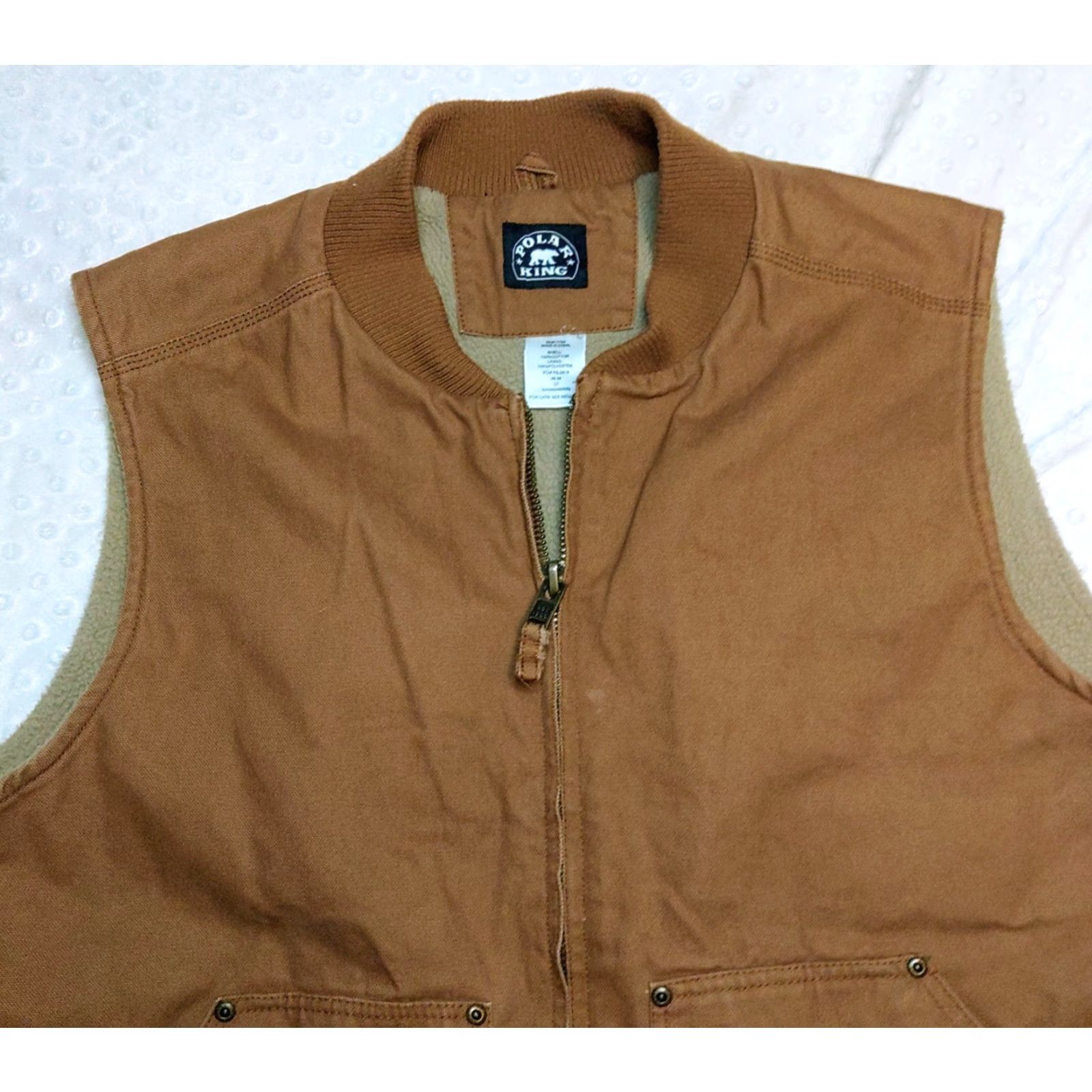 Vintage Sherpa Polar King Brown Tan Canvas Sherpa Vest XL Tall? Size US L / EU 52-54 / 3 - 4 Thumbnail