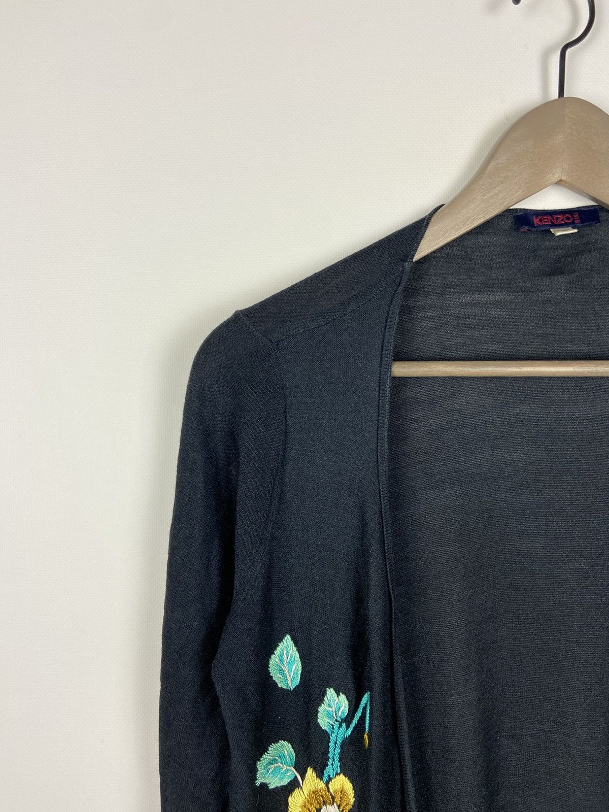 Designer × Kenzo Vintage Kenzo Jeans Silk Knit Fringe Wrap Cardigan Size M / US 6-8 / IT 42-44 - 4 Thumbnail