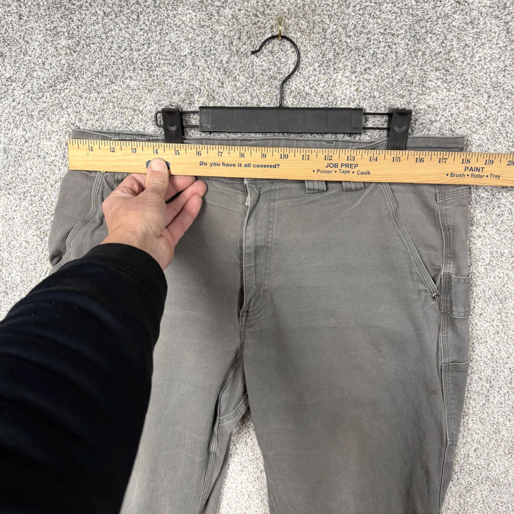 Duluth Trading Company Duluth Flex Fire Hose Gray Canvas Workwear Pants Mens 36x30 Carpenter Relaxed Fit Flat Front Straight Leg Cargo Pocket Zip Button Denim-like Material Size US 36 / EU 52 - 2 Thumbnail