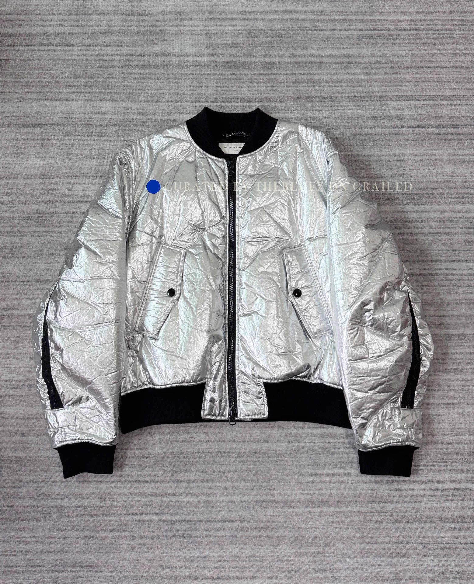 Dries Van Noten Silver Back Zip Cotton Bomber Jacket Size US L / EU 52-54 / 3 - 1 Thumbnail