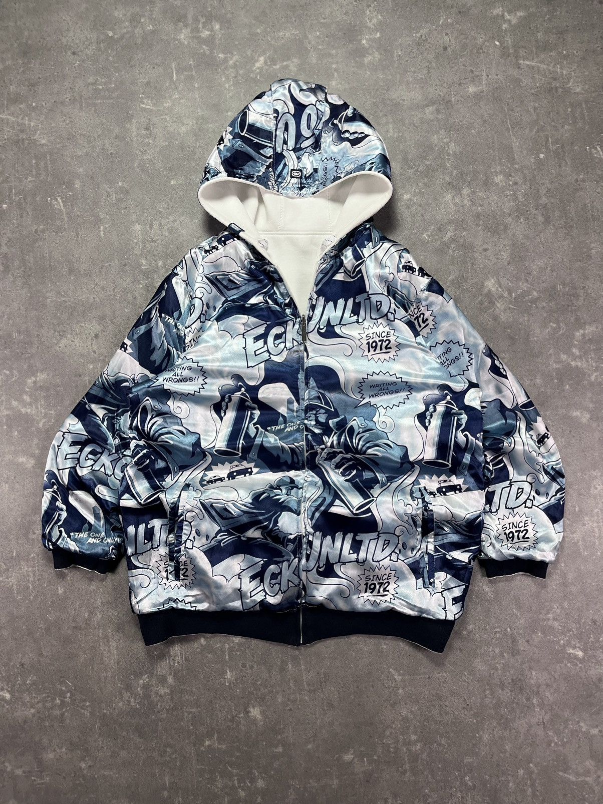Ecko Unltd. 00s Ecko Unltd. Reversible AOP Printed Baggy Zip Hoodie XXL Size US XXL / EU 58 / 5 - 1 Thumbnail