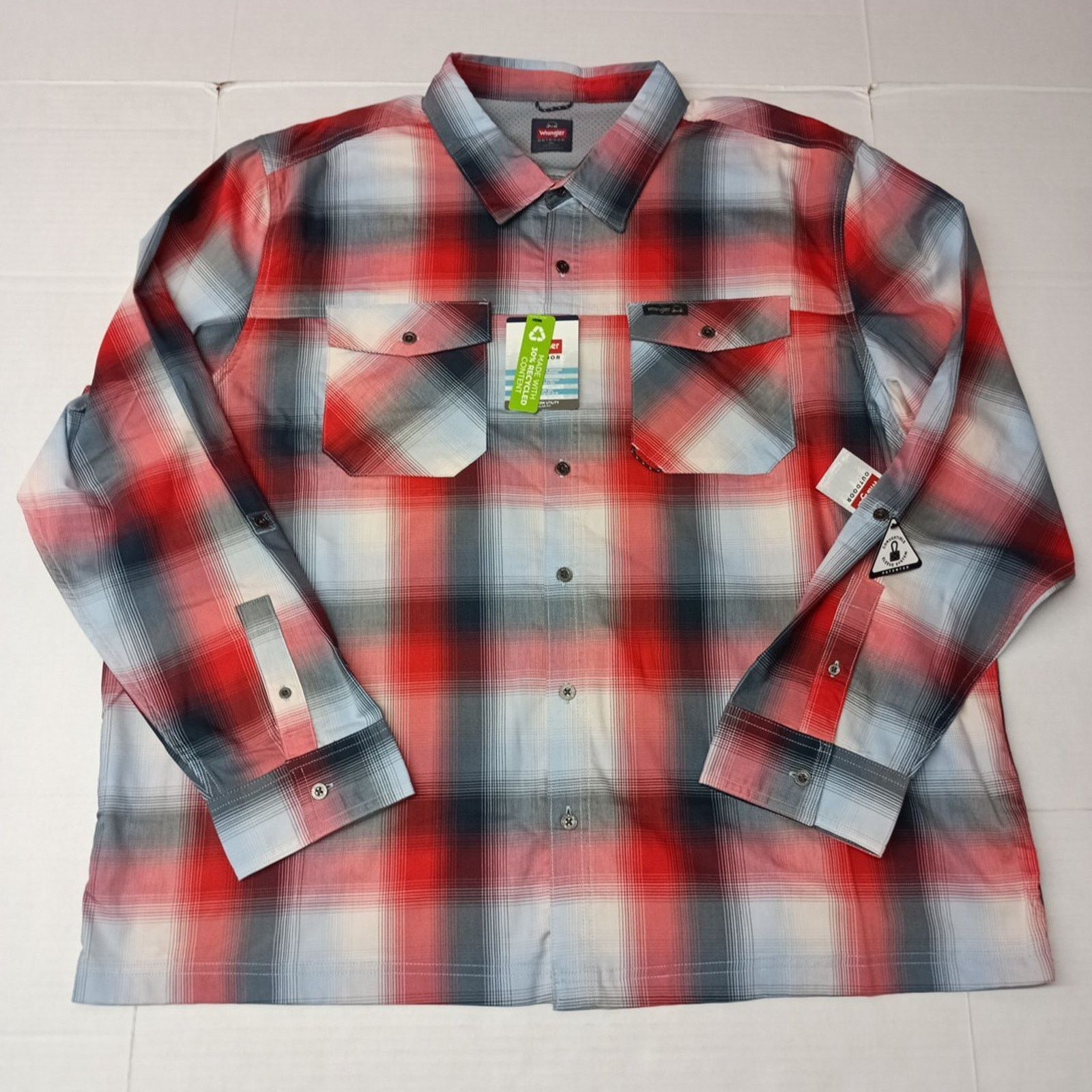 Wrangler Wrangler Shirt Men's 3XL Red Plaid Convertible Sleeves Shirt Size US XXL / EU 58 / 5 - 1 Thumbnail