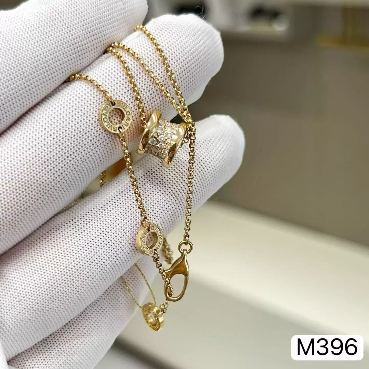 Bvlgari BVLGARI RoseGold FullDiamond SlimWaist Necklace M396 Size ONE SIZE - 6 Thumbnail