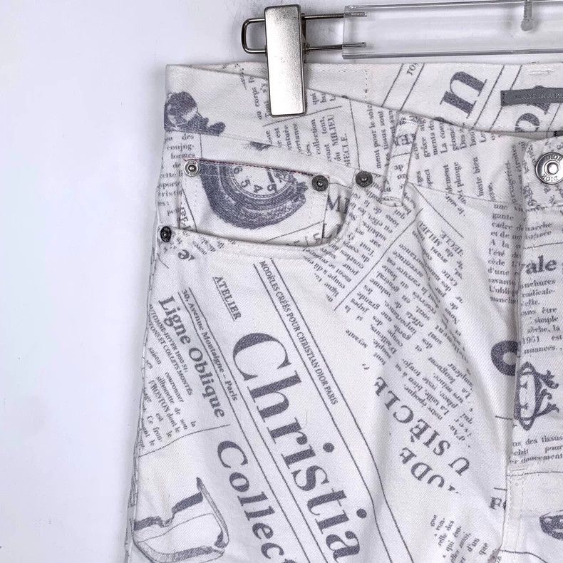 Dior Dior Logo newspaper bullet print white cotton leather brand Size US 30 / EU 46 - 3 Thumbnail