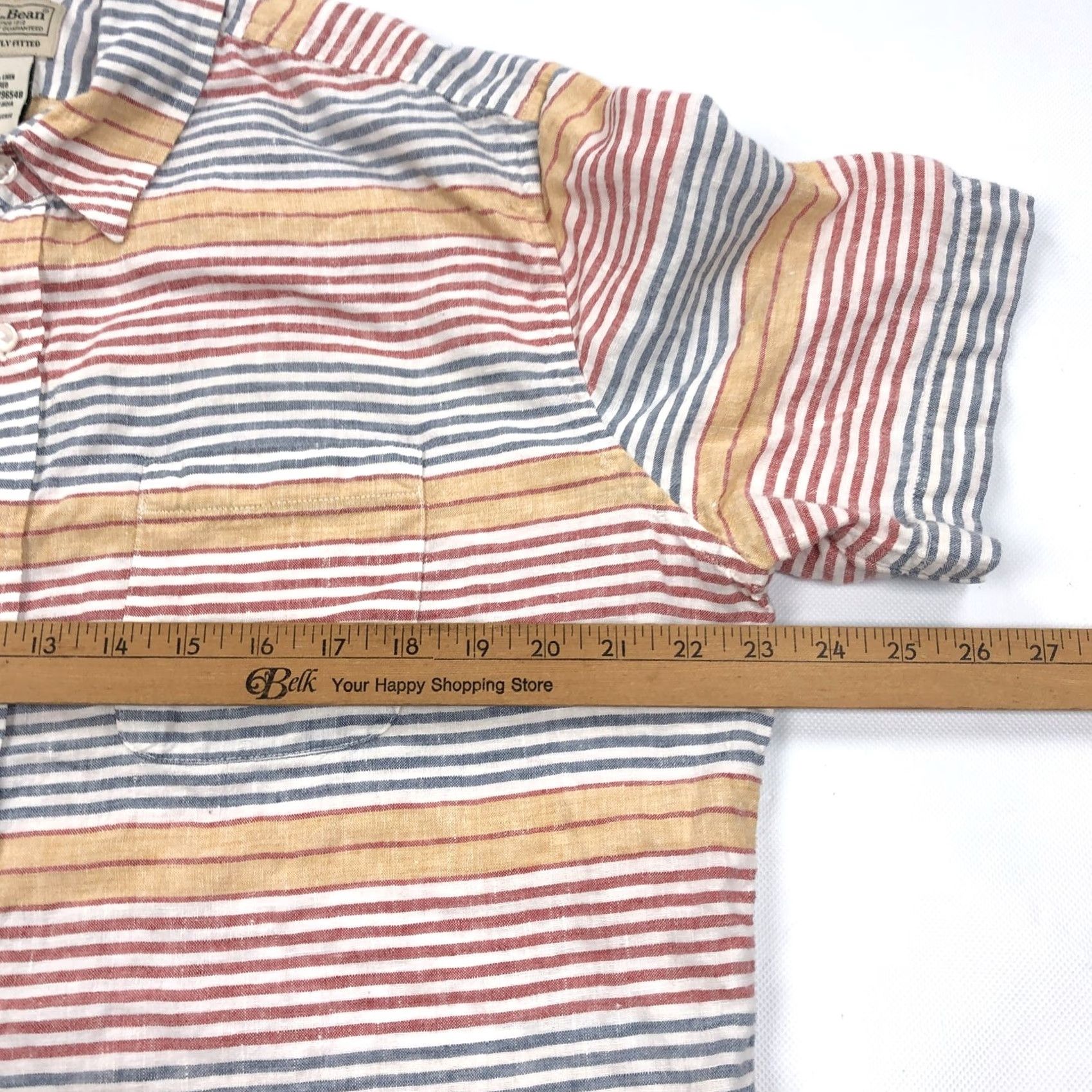 Vintage L.L.Bean Men's L Regular Linen Blend Striped Casual Button Down Shirt Short Sleeve"} Size US L / EU 52-54 / 3 - 5 Thumbnail